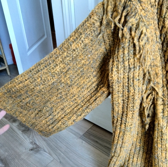 Mustard yellow fringe Cardigan from Anthropologie O/S - Picture 8 of 9